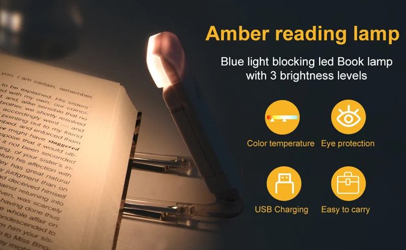 LED USB Rechargeable Book Light – Portable Clip Reading Lamp with Eye Protection