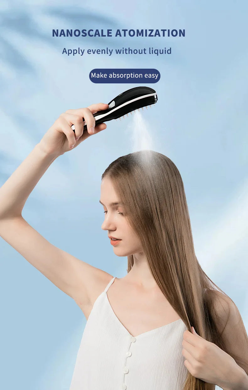 Electric Spray Massage Comb – LED Hair Growth & Scalp Care Vibration Massager Brush