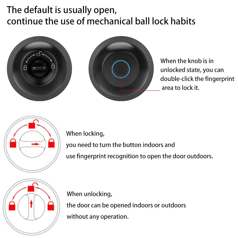 Biometric Fingerprint Smart Door Lock with Tuya App Control