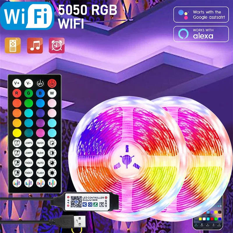 RGB LED Strip Lights – Flexible Room Lighting with App and Remote Control