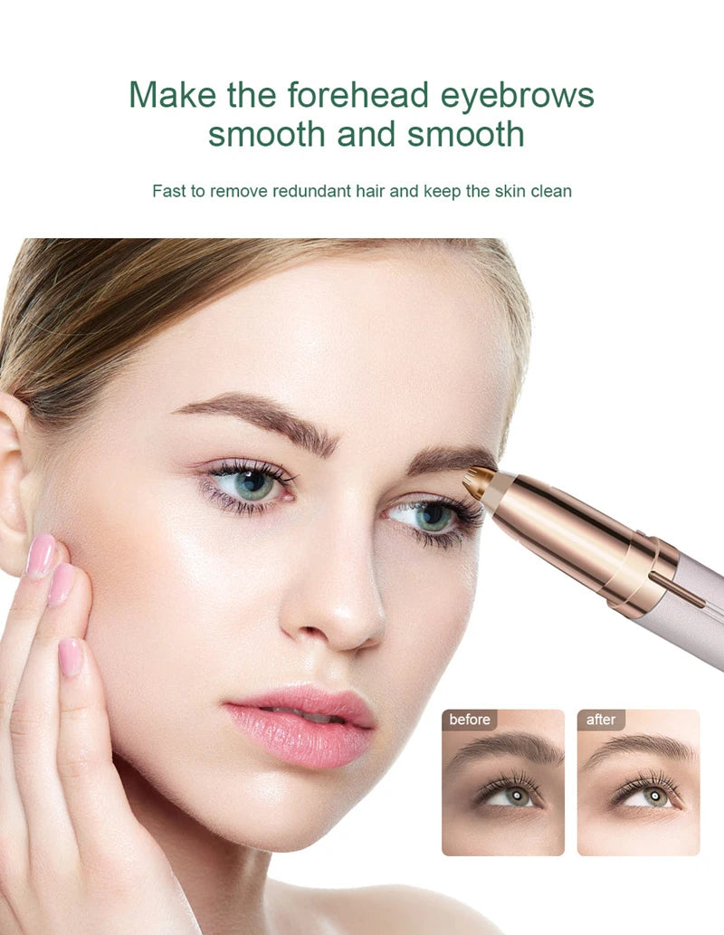 Portable Electric Eyebrow Trimmer – Mini Painless Facial Epilator with LED Light
