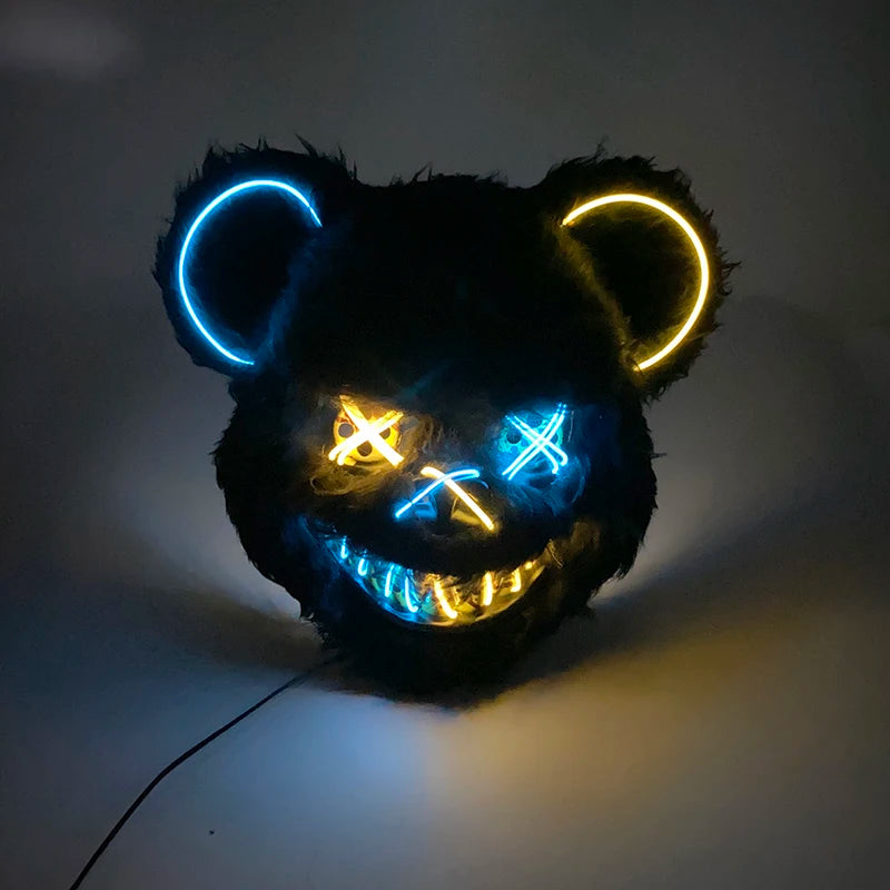 Bloody Plush Black Bear Mask – Full Face Horror Costume for Halloween & Cosplay Events
