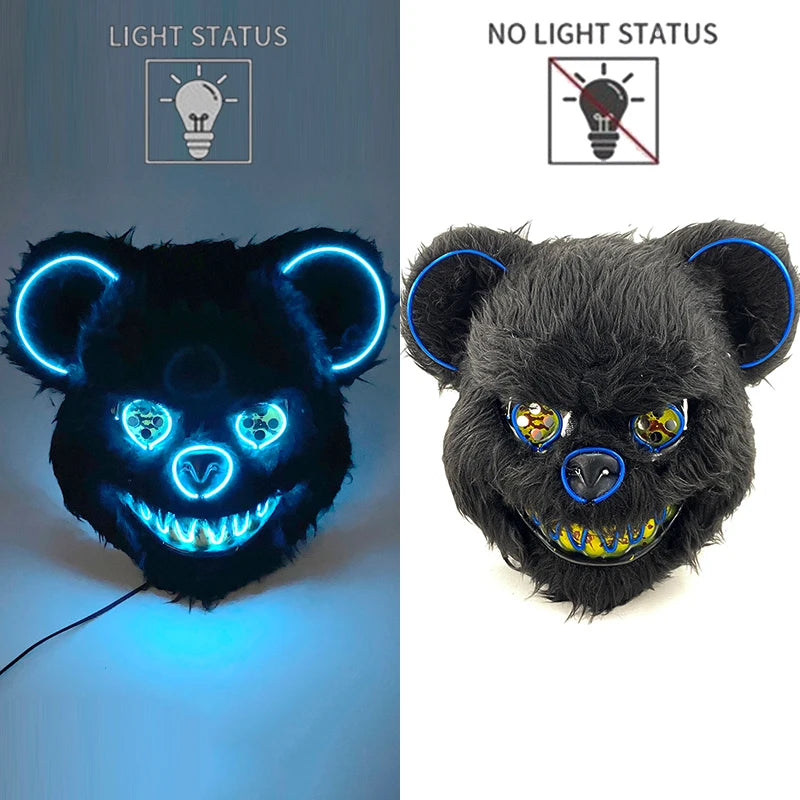 Bloody Plush Black Bear Mask – Full Face Horror Costume for Halloween & Cosplay Events