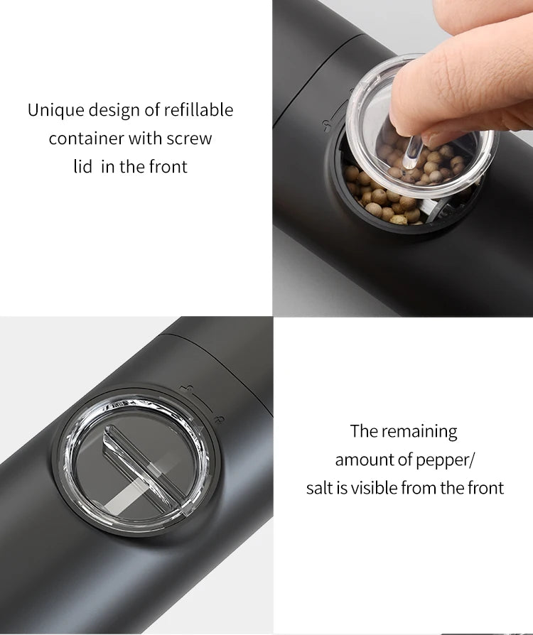Electric Automatic Pepper and Salt Grinder – Adjustable Coarseness with LED Light