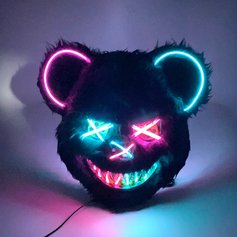 Bloody Plush Black Bear Mask – Full Face Horror Costume for Halloween & Cosplay Events