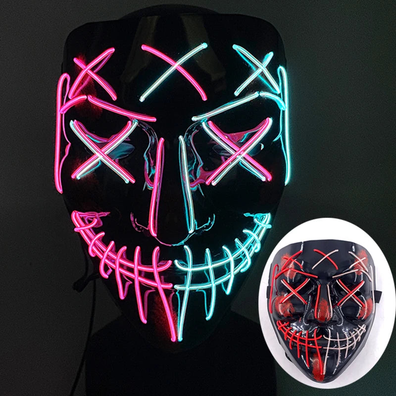 Wireless Scary Glowing Mask – LED Luminous Purge Mask for Halloween and Party Events