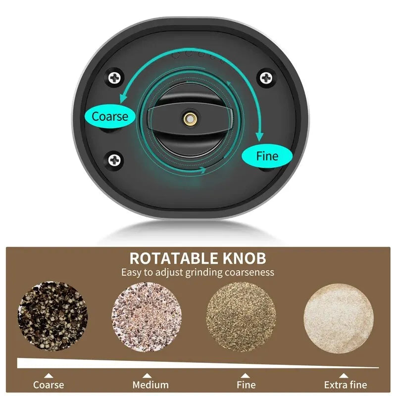 Electric Automatic Pepper and Salt Grinder – Adjustable Coarseness with LED Light