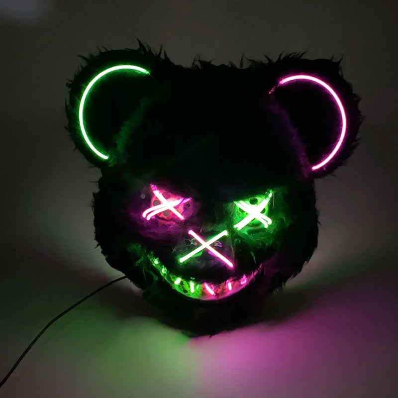 Bloody Plush Black Bear Mask – Full Face Horror Costume for Halloween & Cosplay Events