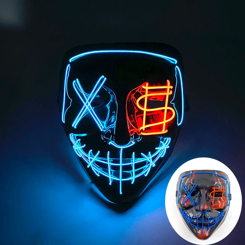 Wireless Scary Glowing Mask – LED Luminous Purge Mask for Halloween and Party Events