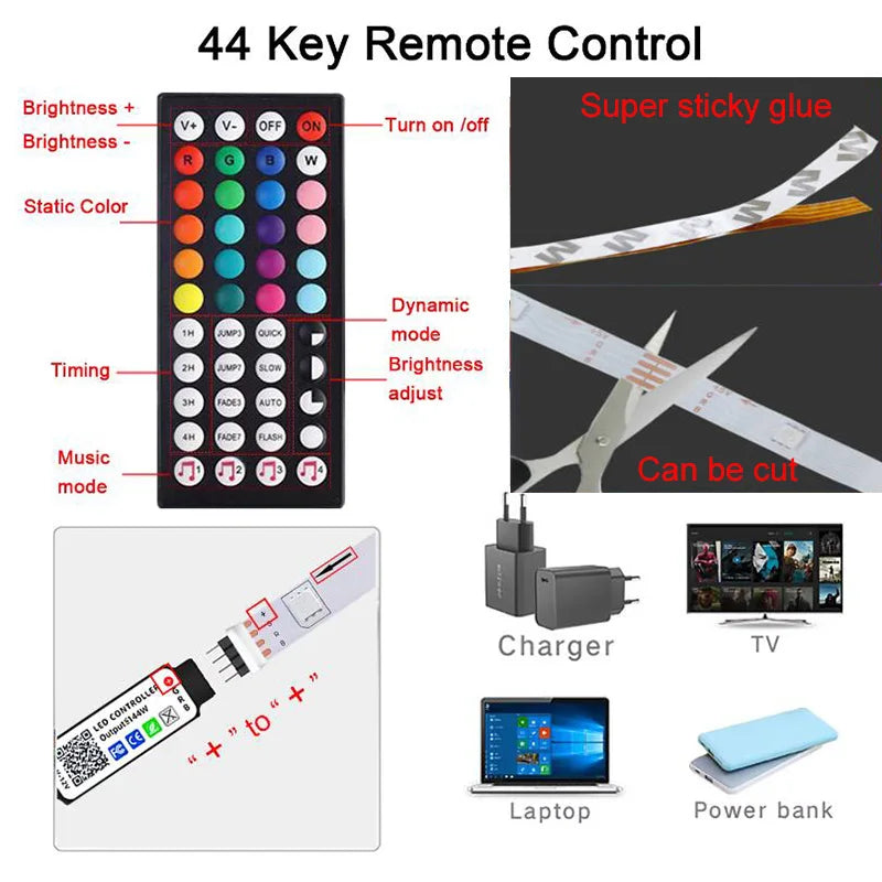 RGB LED Strip Lights – Flexible Room Lighting with App and Remote Control
