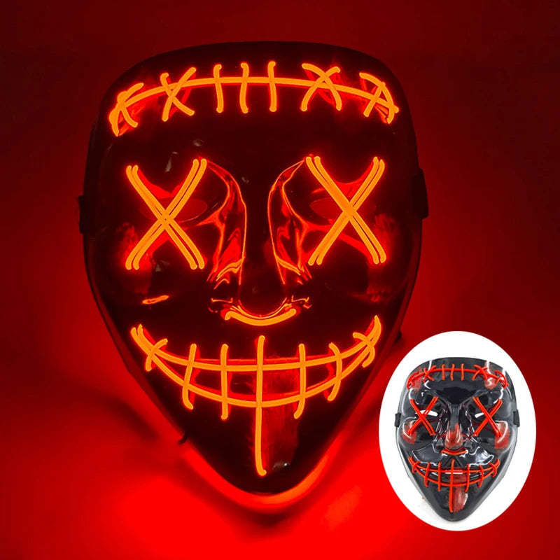 Wireless Scary Glowing Mask – LED Luminous Purge Mask for Halloween and Party Events