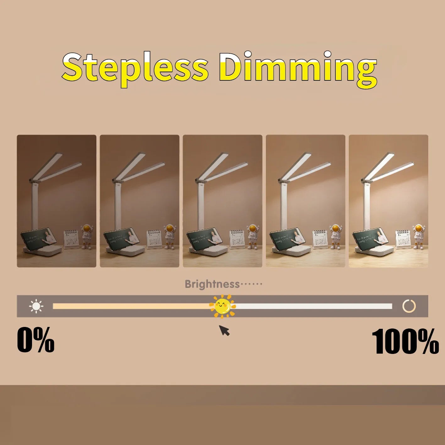 LED Desk Lamp 3 Levels Dimmable Touch Night Light USB Rechargeable Eye Protection Foldable Table Lamp
