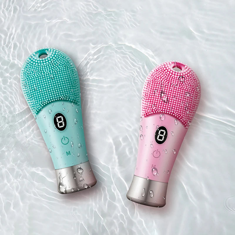 9 Gear Electric Ultrasonic Skin Sonic Scrubber Facial Brush Cleaner High Frequency Vibration Face Silicone Rechargeable