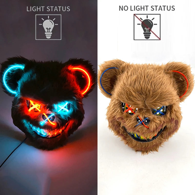 Bloody Plush Black Bear Mask – Full Face Horror Costume for Halloween & Cosplay Events