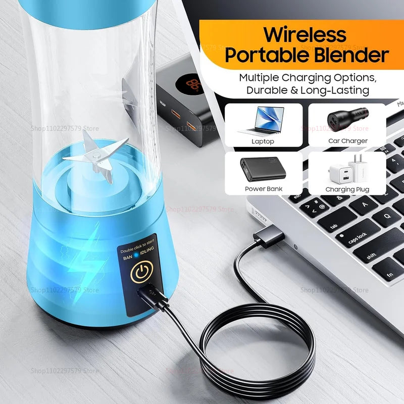 380ml Portable Electric Juicer – USB Rechargeable Mini Smoothie Blender for Travel and Kitchen Use