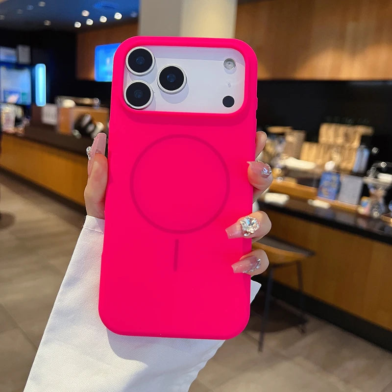 Luxury Liquid Silicone Magnetic Phone Case – Compatible with MagSafe Wireless Charging