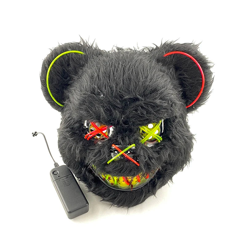 Bloody Plush Black Bear Mask – Full Face Horror Costume for Halloween & Cosplay Events