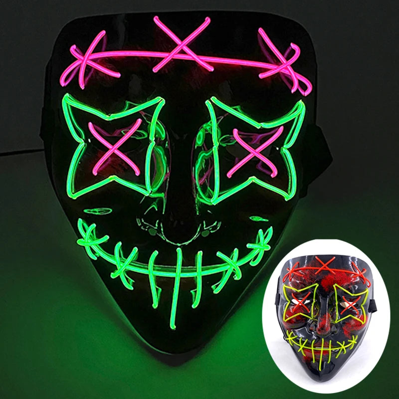 Wireless Scary Glowing Mask – LED Luminous Purge Mask for Halloween and Party Events