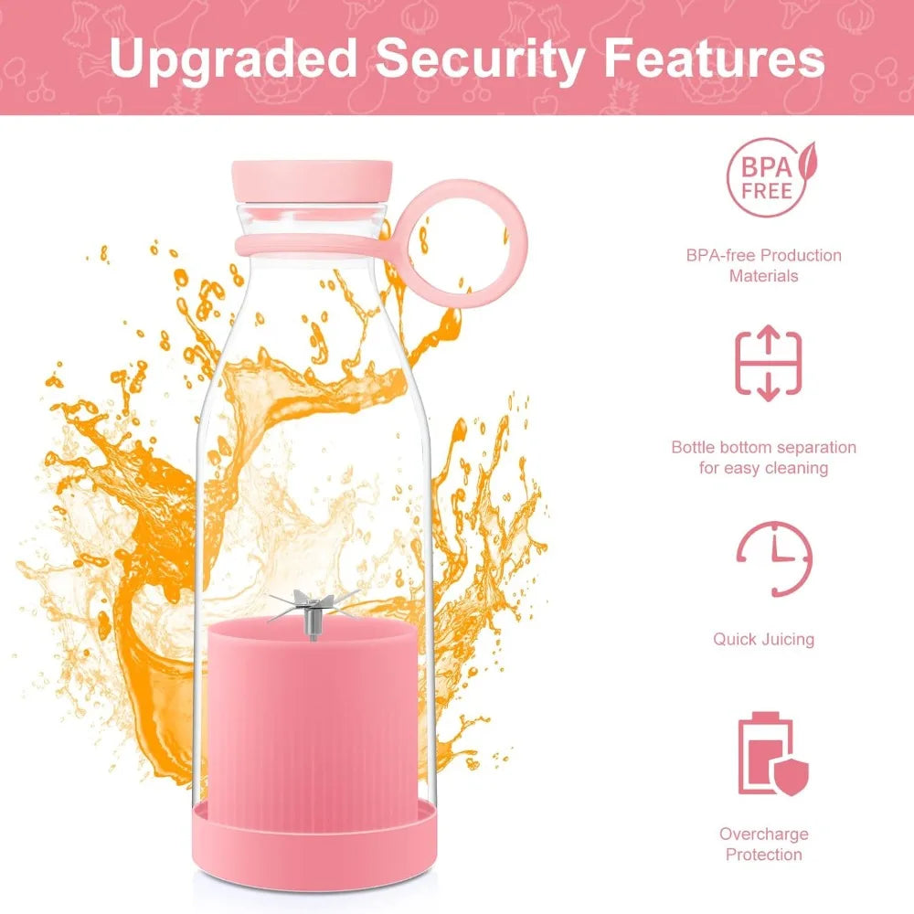 420ml Personal Portable Blender – USB Rechargeable Smoothie Maker with 6 Blades