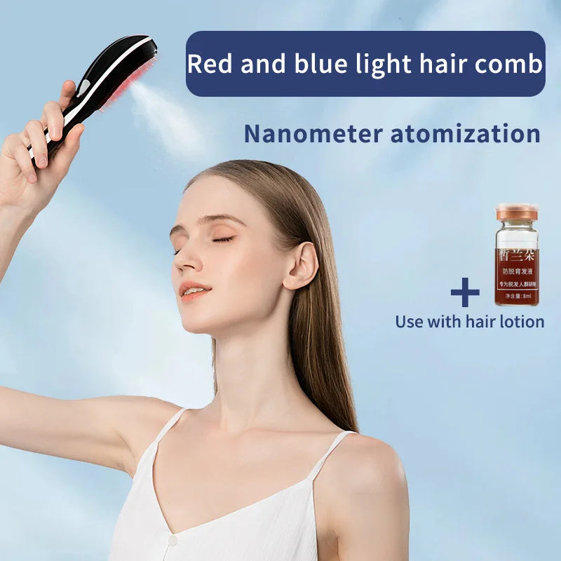 Electric Spray Massage Comb – LED Hair Growth & Scalp Care Vibration Massager Brush