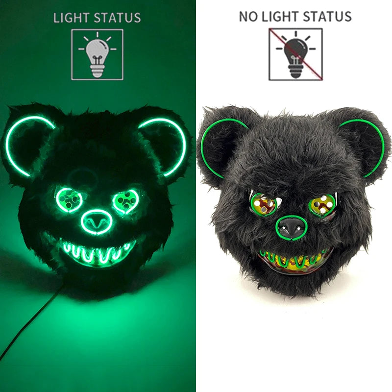 Bloody Plush Black Bear Mask – Full Face Horror Costume for Halloween & Cosplay Events