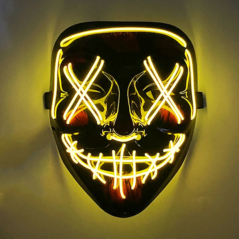 Wireless Scary Glowing Mask – LED Luminous Purge Mask for Halloween and Party Events