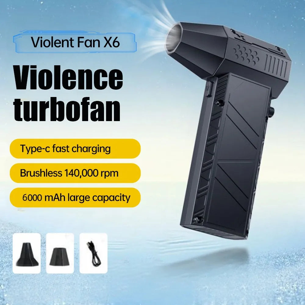 X6 Powerful Brushless Air Blower – 200,000 RPM Turbo Jet Fan with Type-C Recharge