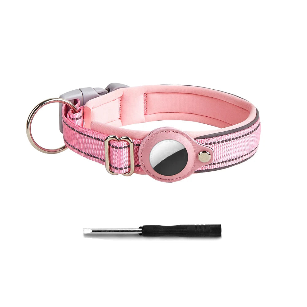 Reflective AirTag Dog Collar – Adjustable Heavy-Duty Collar with Built-In AirTag Holder