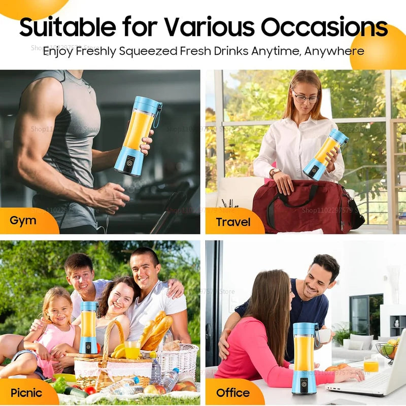 380ml Portable Electric Juicer – USB Rechargeable Mini Smoothie Blender for Travel and Kitchen Use