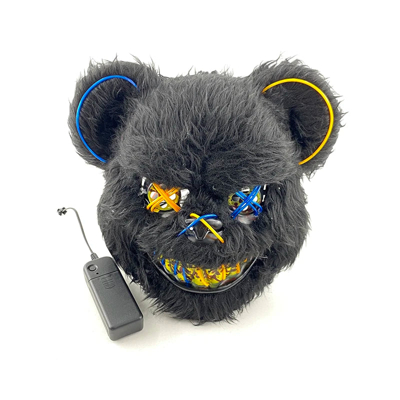 Bloody Plush Black Bear Mask – Full Face Horror Costume for Halloween & Cosplay Events