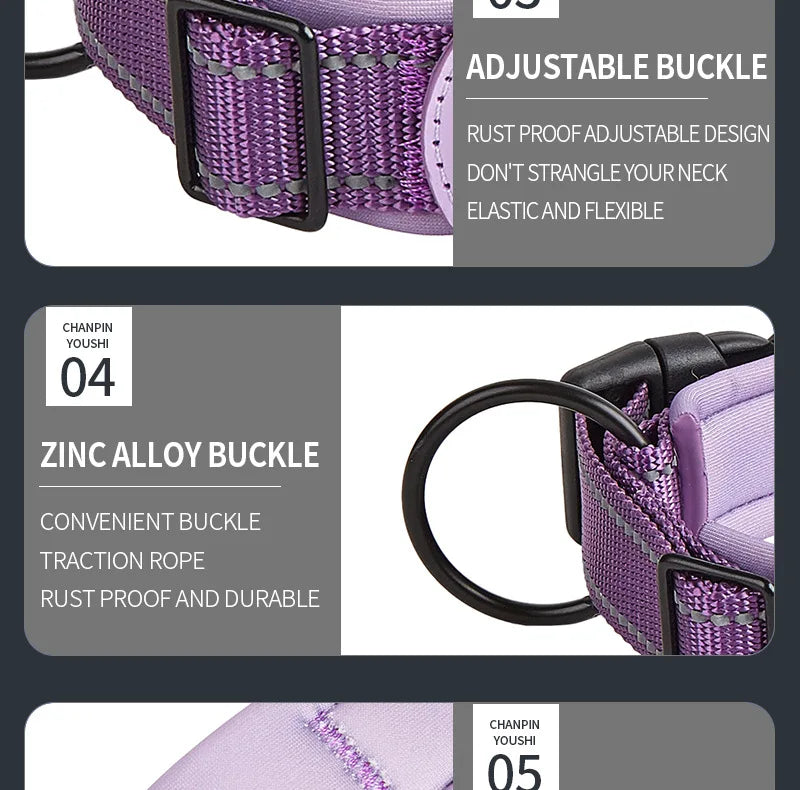 Reflective AirTag Dog Collar – Adjustable Heavy-Duty Collar with Built-In AirTag Holder