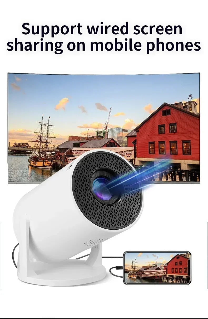 USAMR HY200 1080P Portable Projector – 270° Adjustable Mini Home Theater with Speaker & HDMI/USB Input