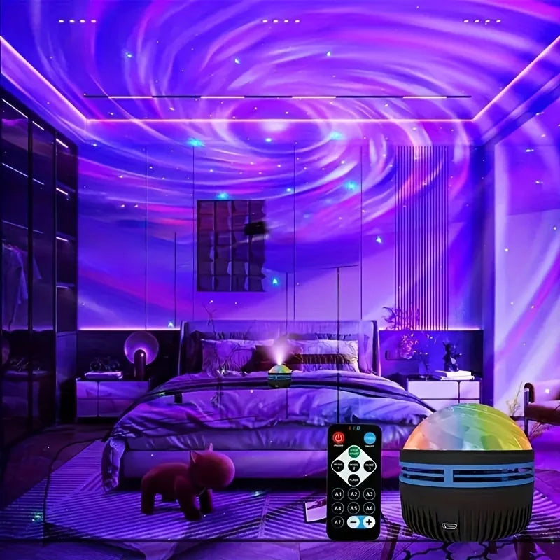 LED Galaxy Night Light Projector – Starry Sky Lamp with Remote Control and 7 Lighting Modes