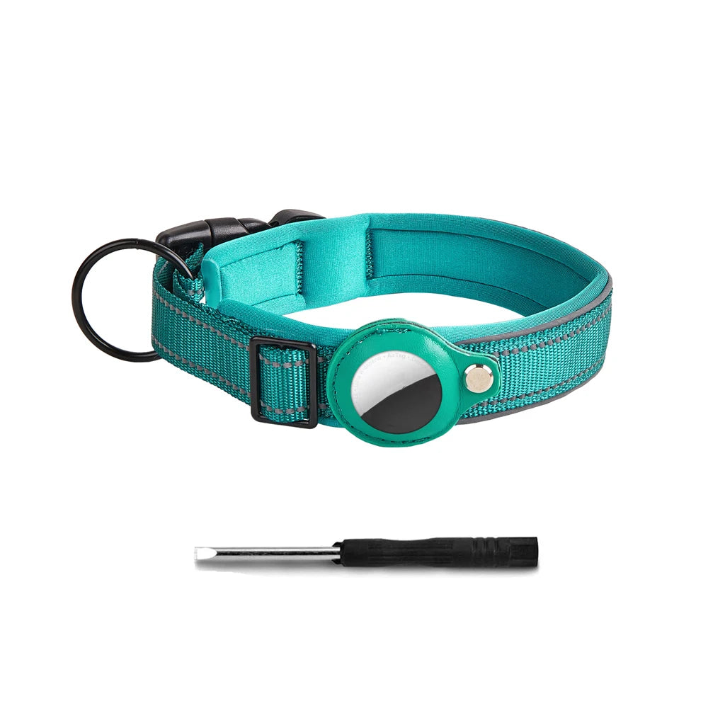 Reflective AirTag Dog Collar – Adjustable Heavy-Duty Collar with Built-In AirTag Holder