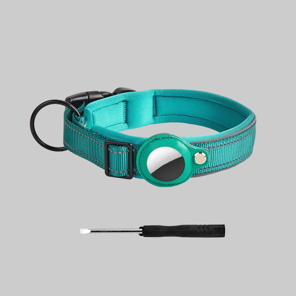 Reflective AirTag Dog Collar – Adjustable Heavy-Duty Collar with Built-In AirTag Holder