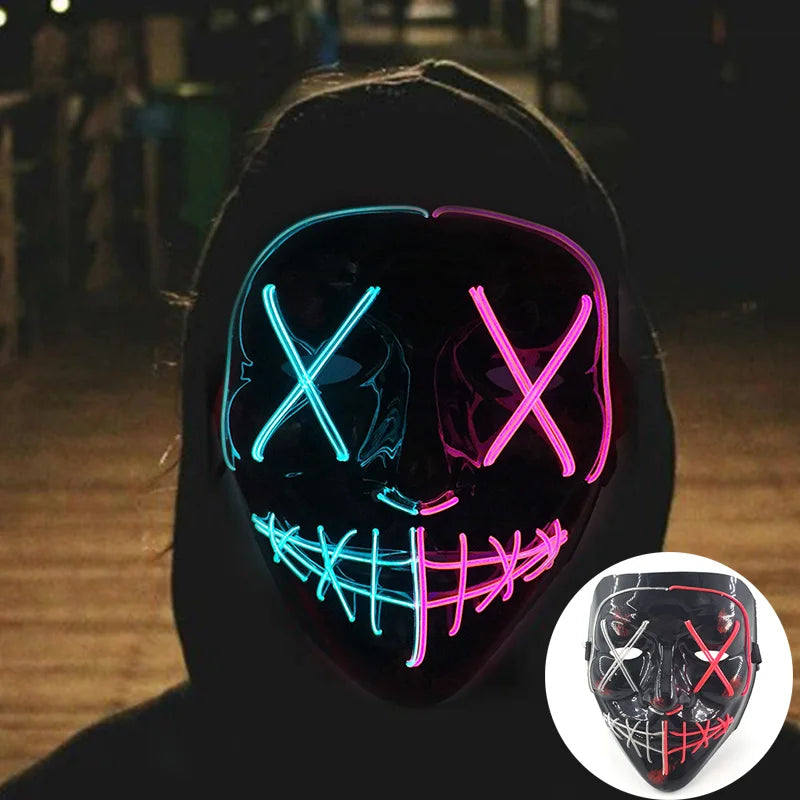 Wireless Scary Glowing Mask – LED Luminous Purge Mask for Halloween and Party Events
