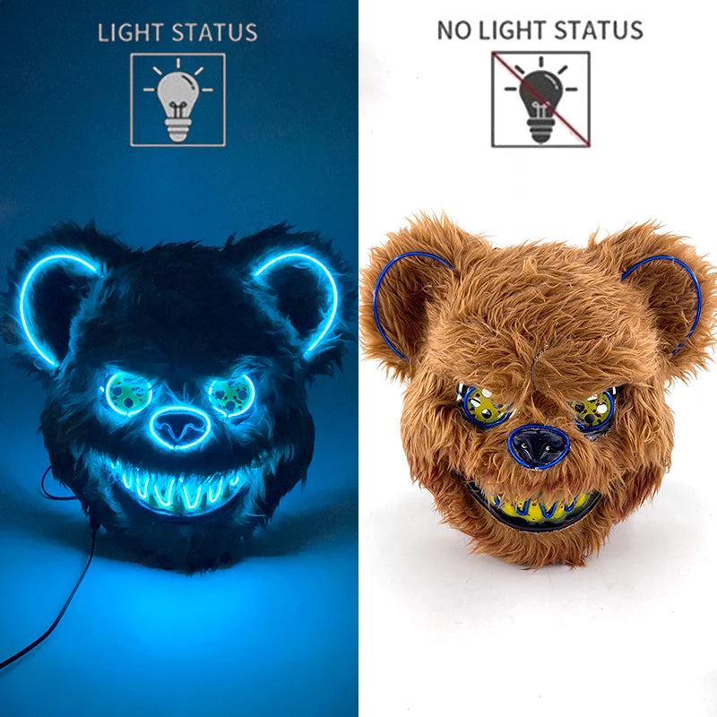 Bloody Plush Black Bear Mask – Full Face Horror Costume for Halloween & Cosplay Events