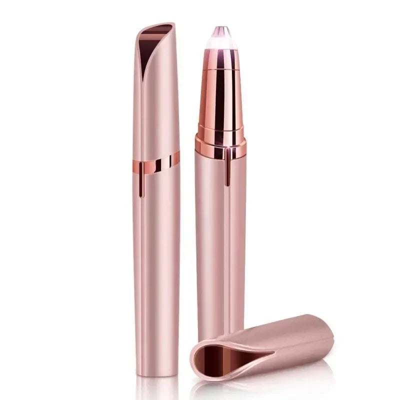 Portable Electric Eyebrow Trimmer – Mini Painless Facial Epilator with LED Light