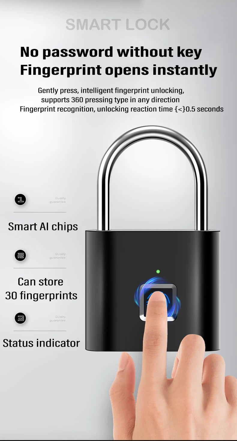 Keyless Smart Fingerprint Padlock – Secure, Modern, and Effortless Access