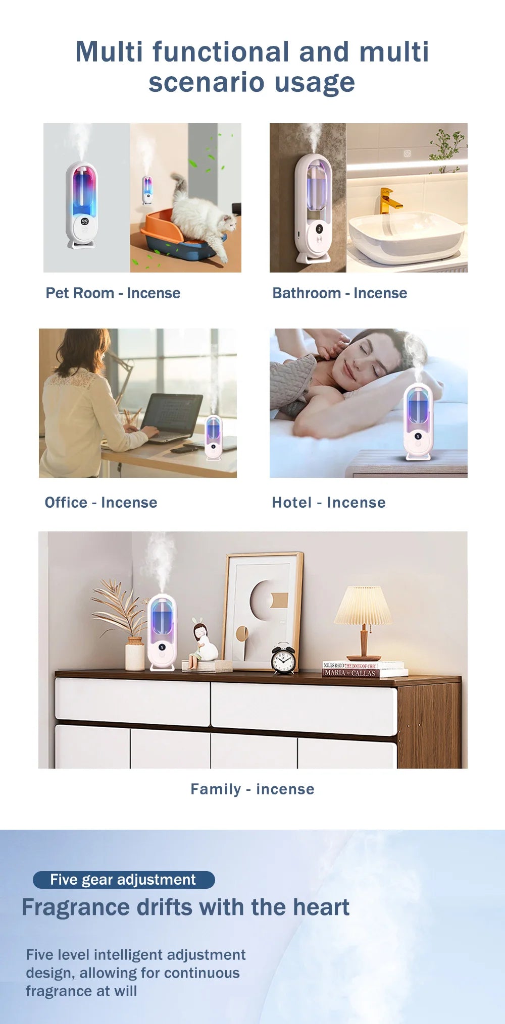Rechargeable Portable Aroma Diffuser – Essential Oil Aromatherapy Machine with Timed Air Freshener Modes