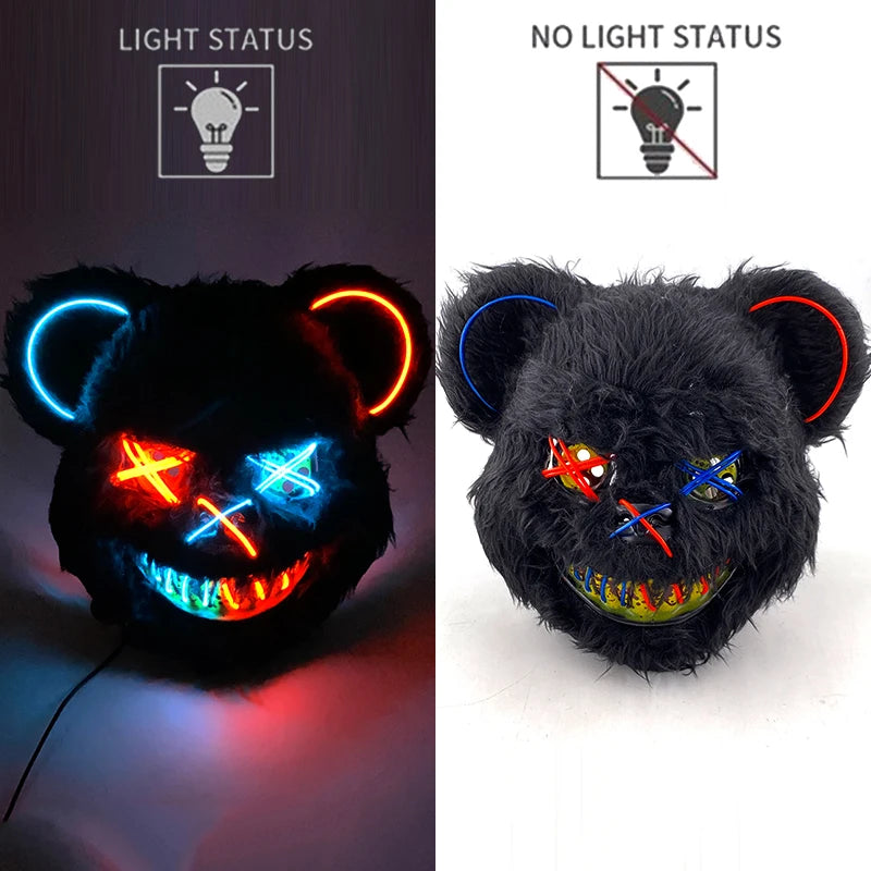 Bloody Plush Black Bear Mask – Full Face Horror Costume for Halloween & Cosplay Events