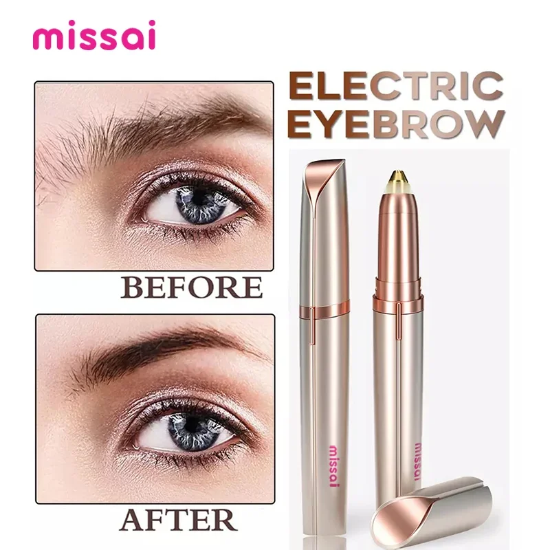 Portable Electric Eyebrow Trimmer – Mini Painless Facial Epilator with LED Light