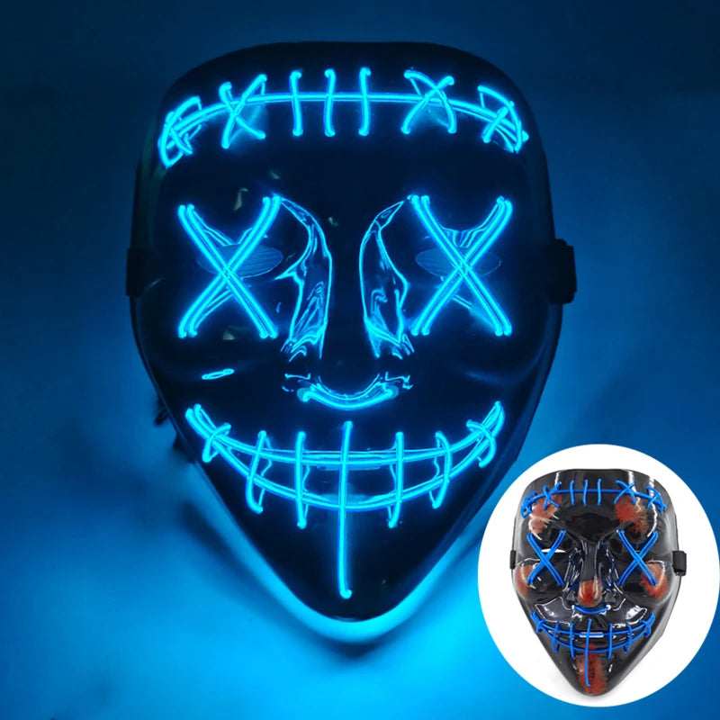 Wireless Scary Glowing Mask – LED Luminous Purge Mask for Halloween and Party Events