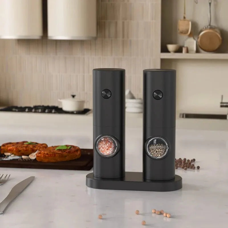 Electric Automatic Pepper and Salt Grinder – Adjustable Coarseness with LED Light