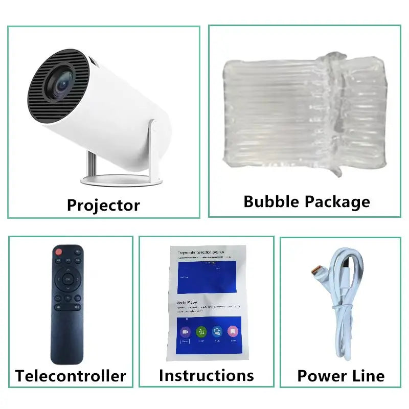 USAMR HY200 1080P Portable Projector – 270° Adjustable Mini Home Theater with Speaker & HDMI/USB Input
