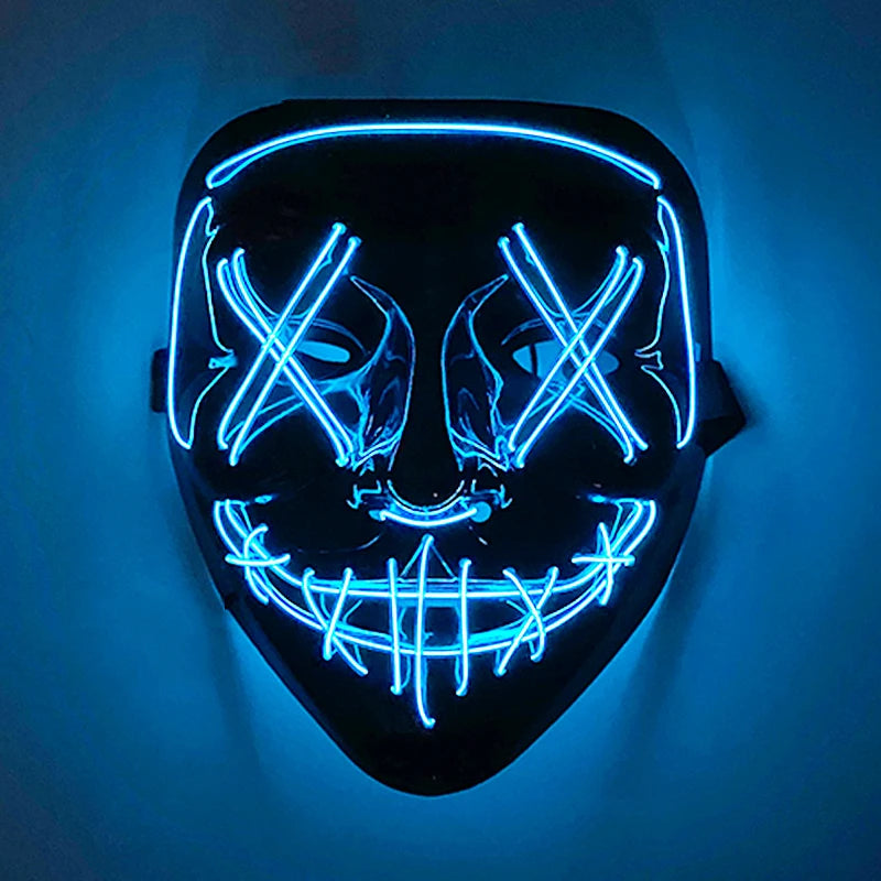 Wireless Scary Glowing Mask – LED Luminous Purge Mask for Halloween and Party Events