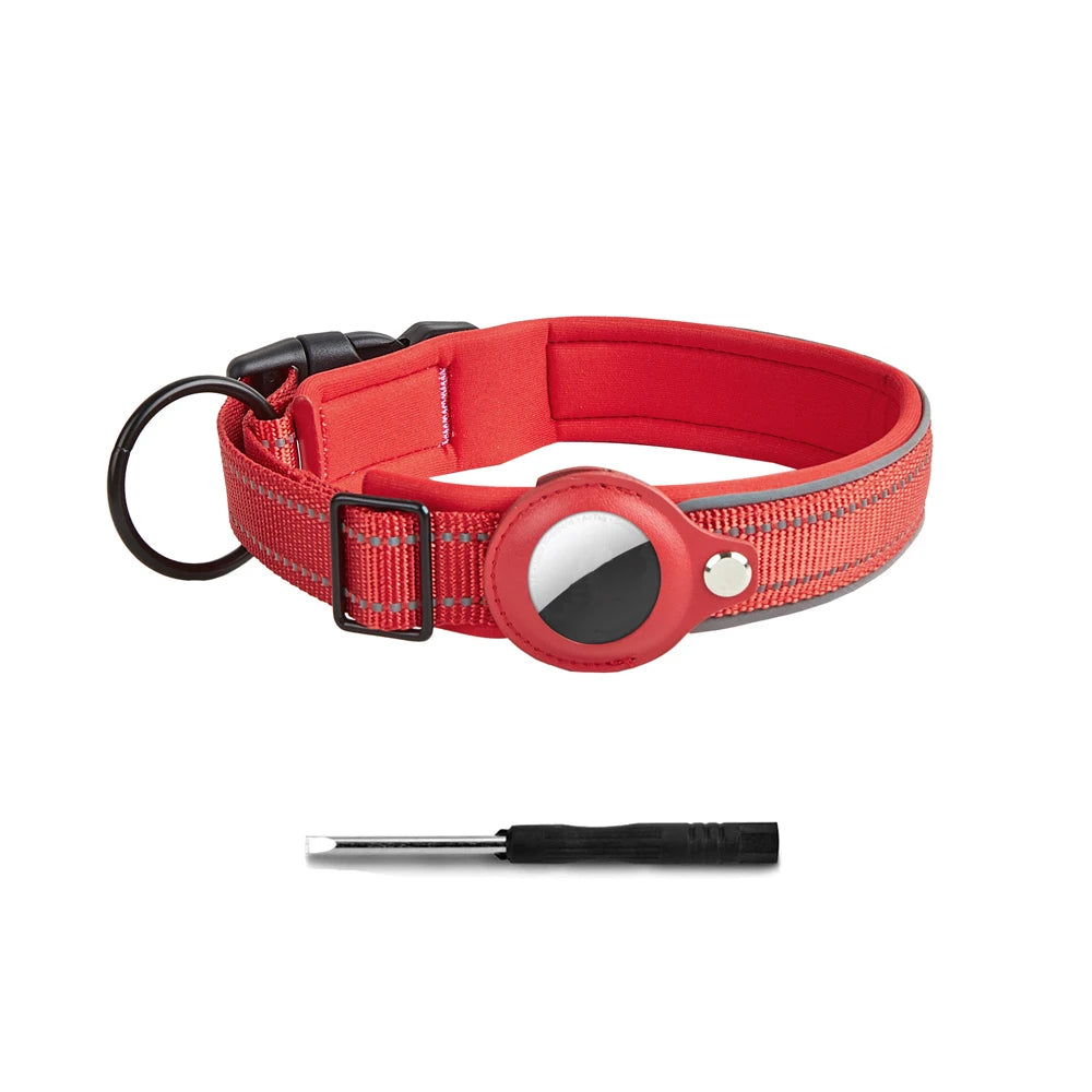 Reflective AirTag Dog Collar – Adjustable Heavy-Duty Collar with Built-In AirTag Holder