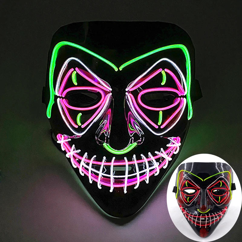 Wireless Scary Glowing Mask – LED Luminous Purge Mask for Halloween and Party Events