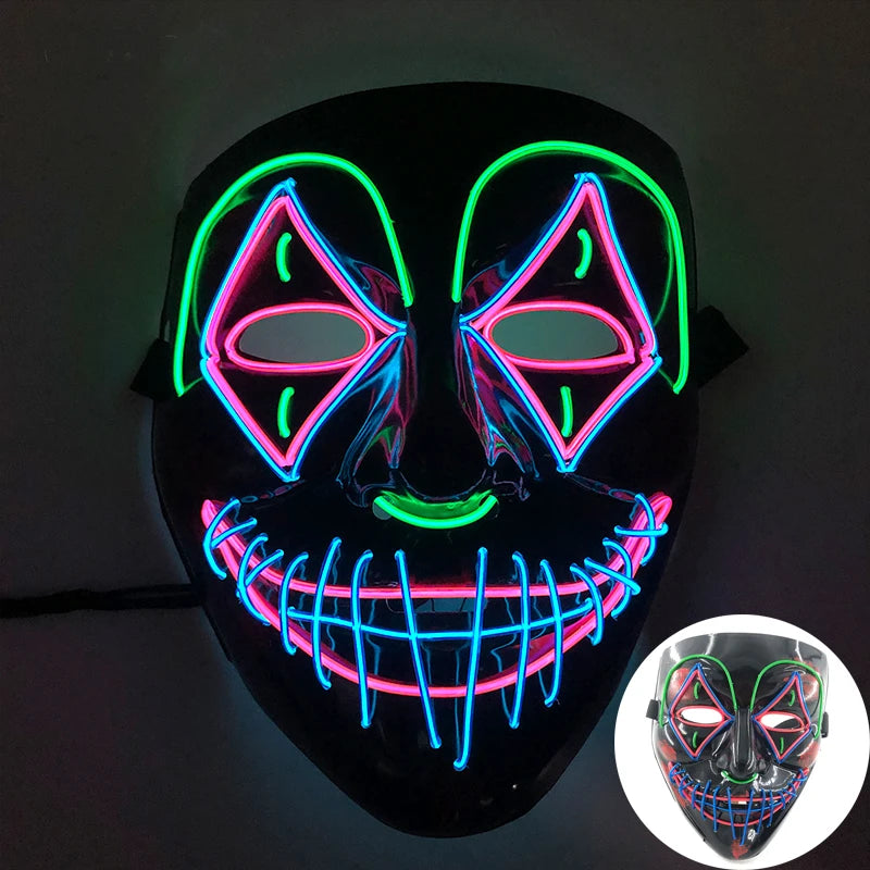 Wireless Scary Glowing Mask – LED Luminous Purge Mask for Halloween and Party Events