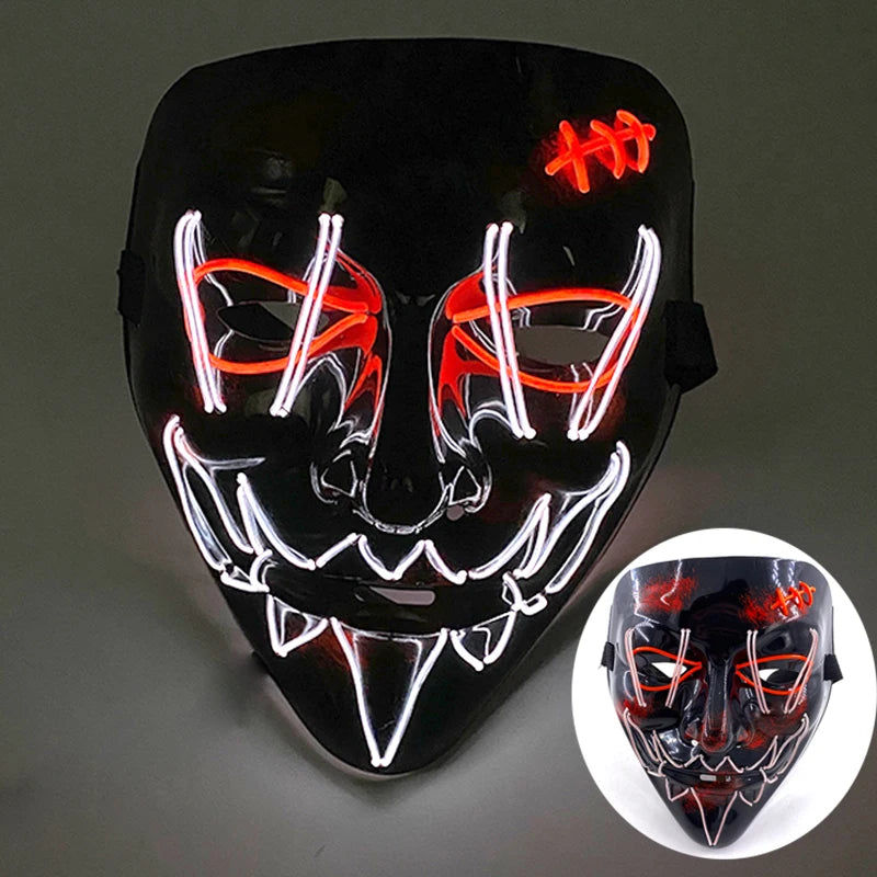 Wireless Scary Glowing Mask – LED Luminous Purge Mask for Halloween and Party Events